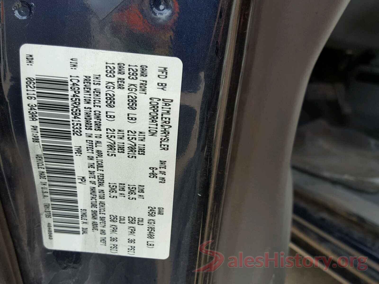 5NPE24AF6JH708655 2005 CHRYSLER MINIVAN