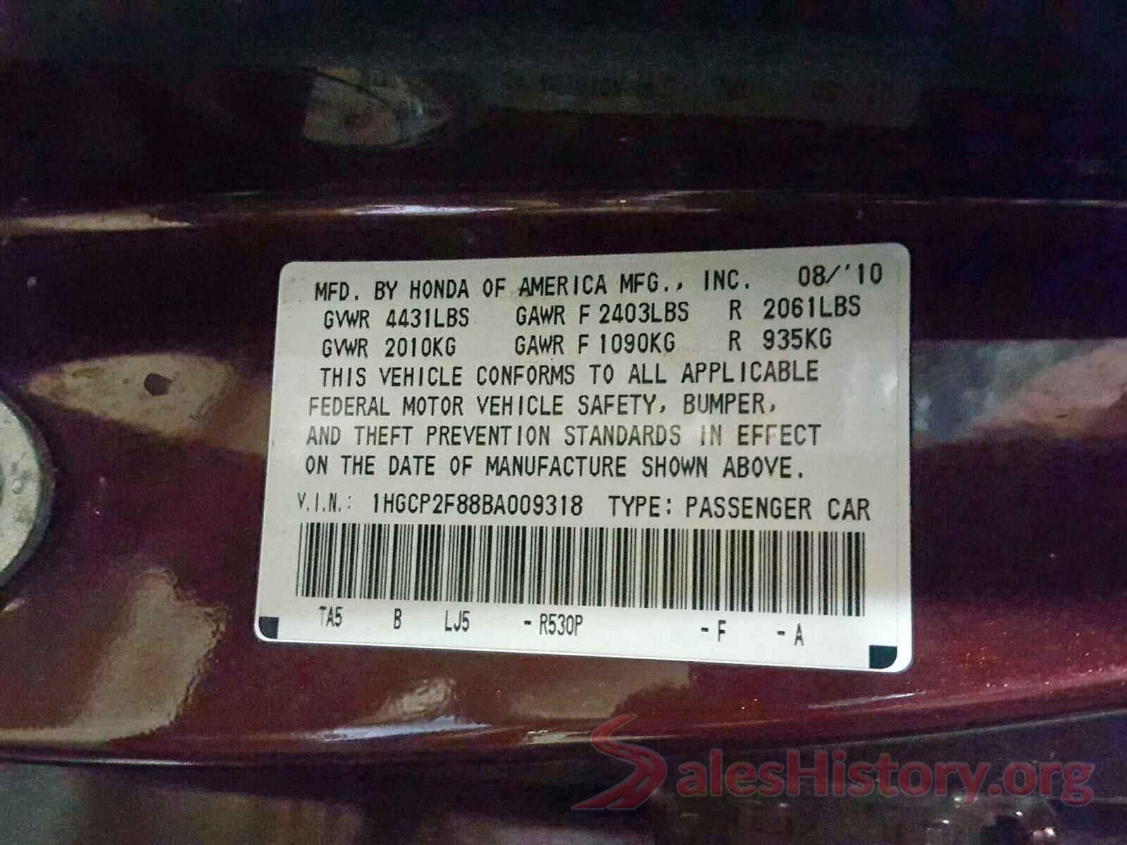 5NPE34AF4JH655936 2011 HONDA ACCORD