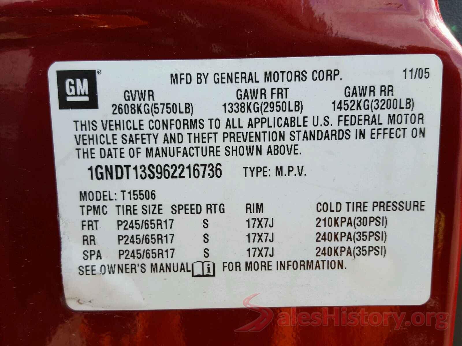 1N4AL3AP1HC293738 2006 CHEVROLET TRAILBLAZE