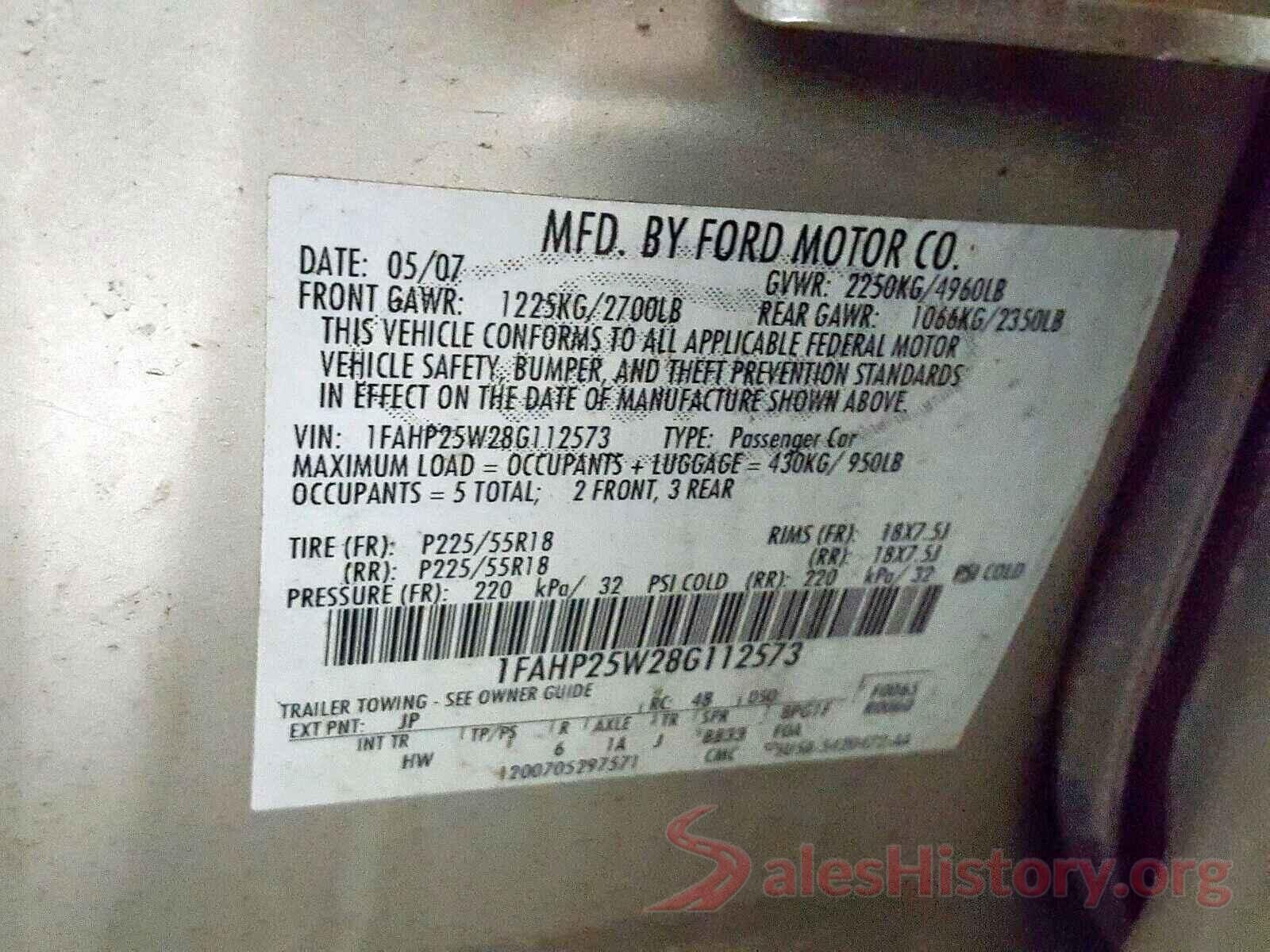 KM8J3CA45MU294665 2008 FORD TAURUS