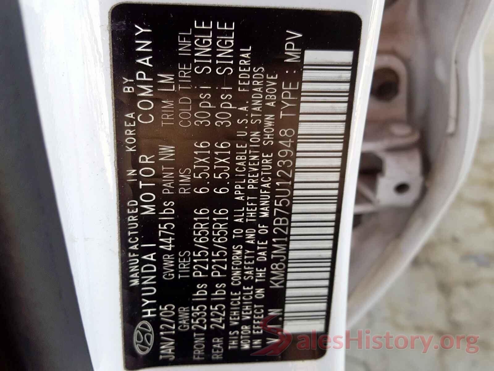 5N1DR2MM5KC617794 2005 HYUNDAI TUCSON GL