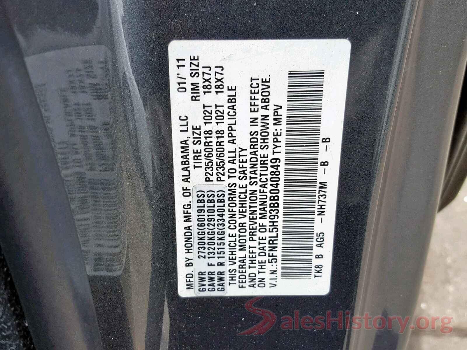 KMHT36AH3KU002425 2011 HONDA ODYSSEY TO