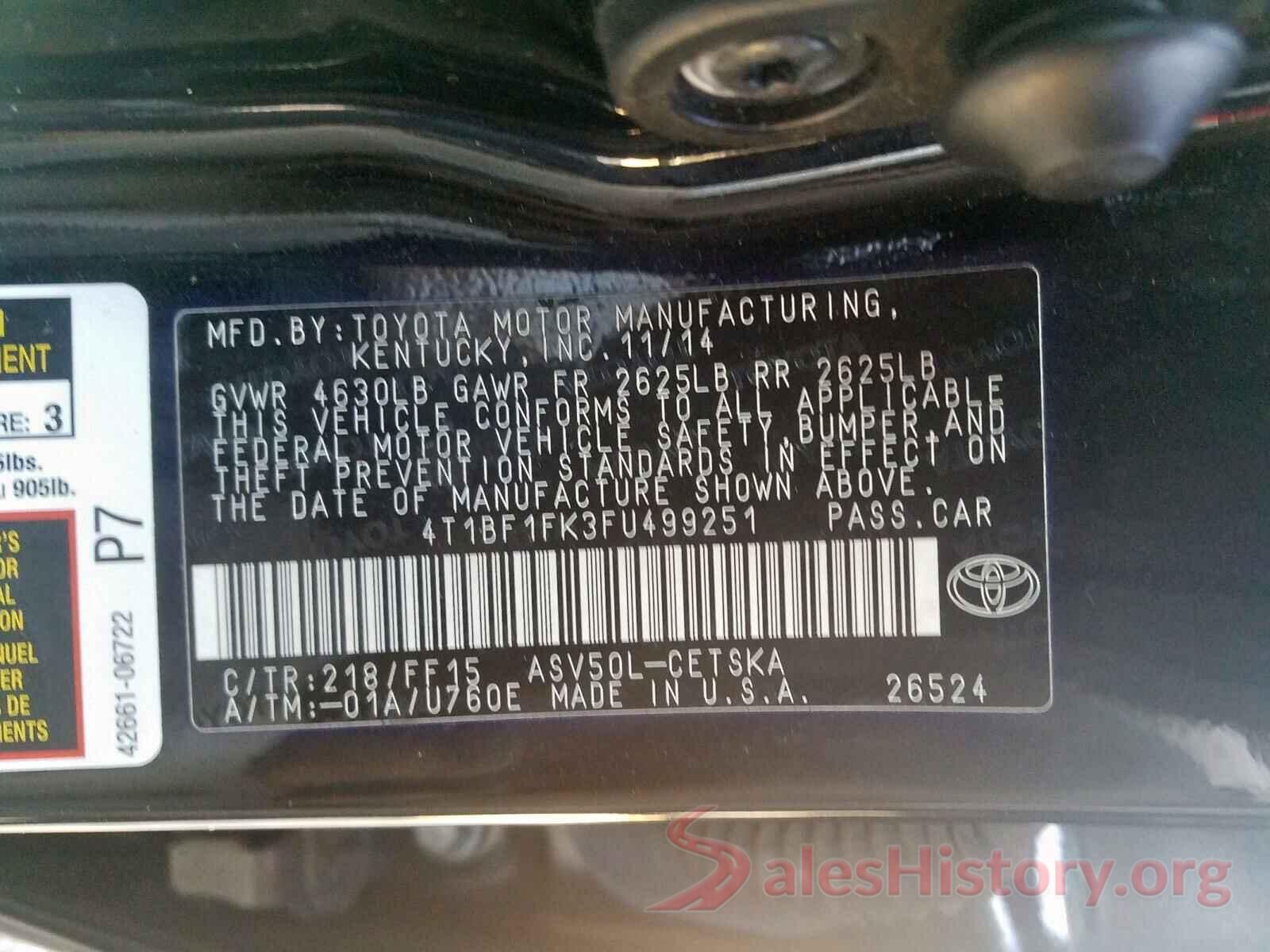 5YFBURHE1GP367362 2015 TOYOTA CAMRY