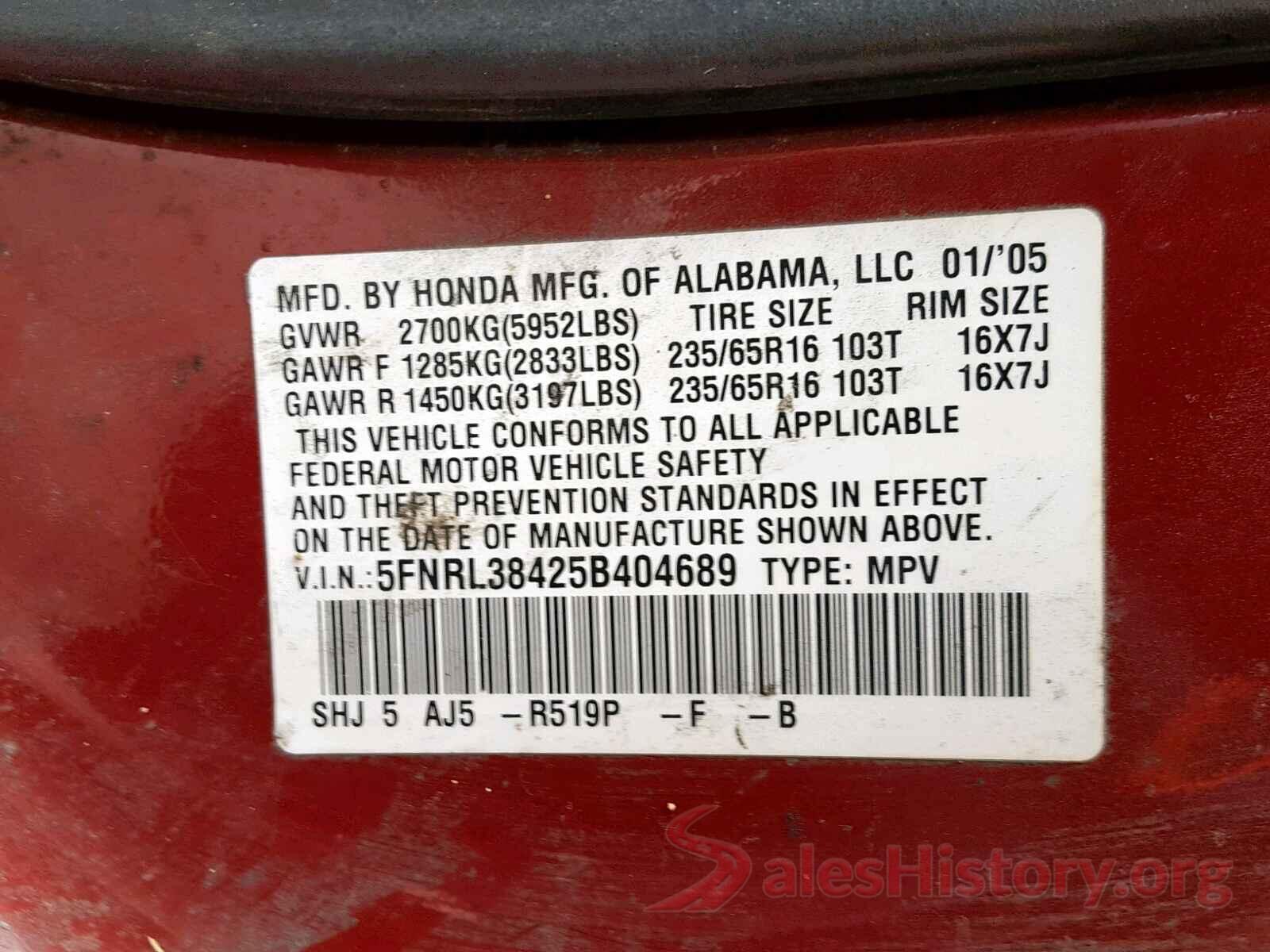 1N4BL4DV5LC186169 2005 HONDA ODYSSEY EX