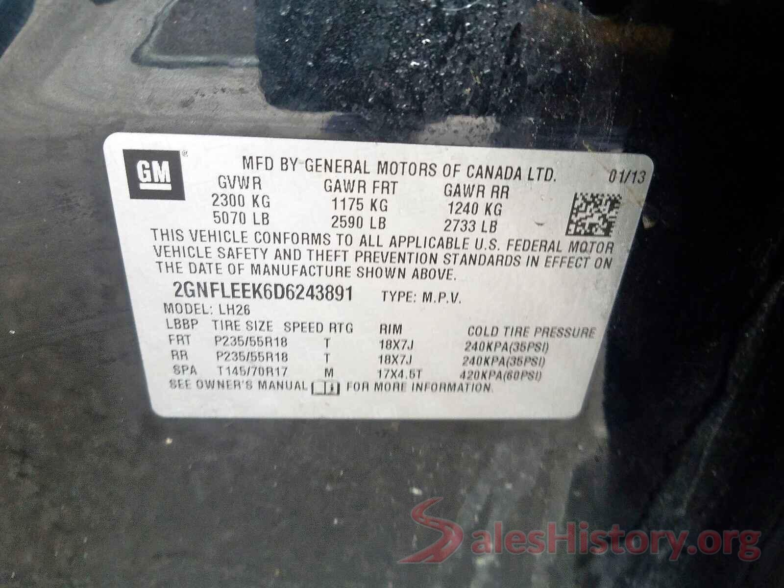 2HGFC2E85LH520983 2013 CHEVROLET EQUINOX LT