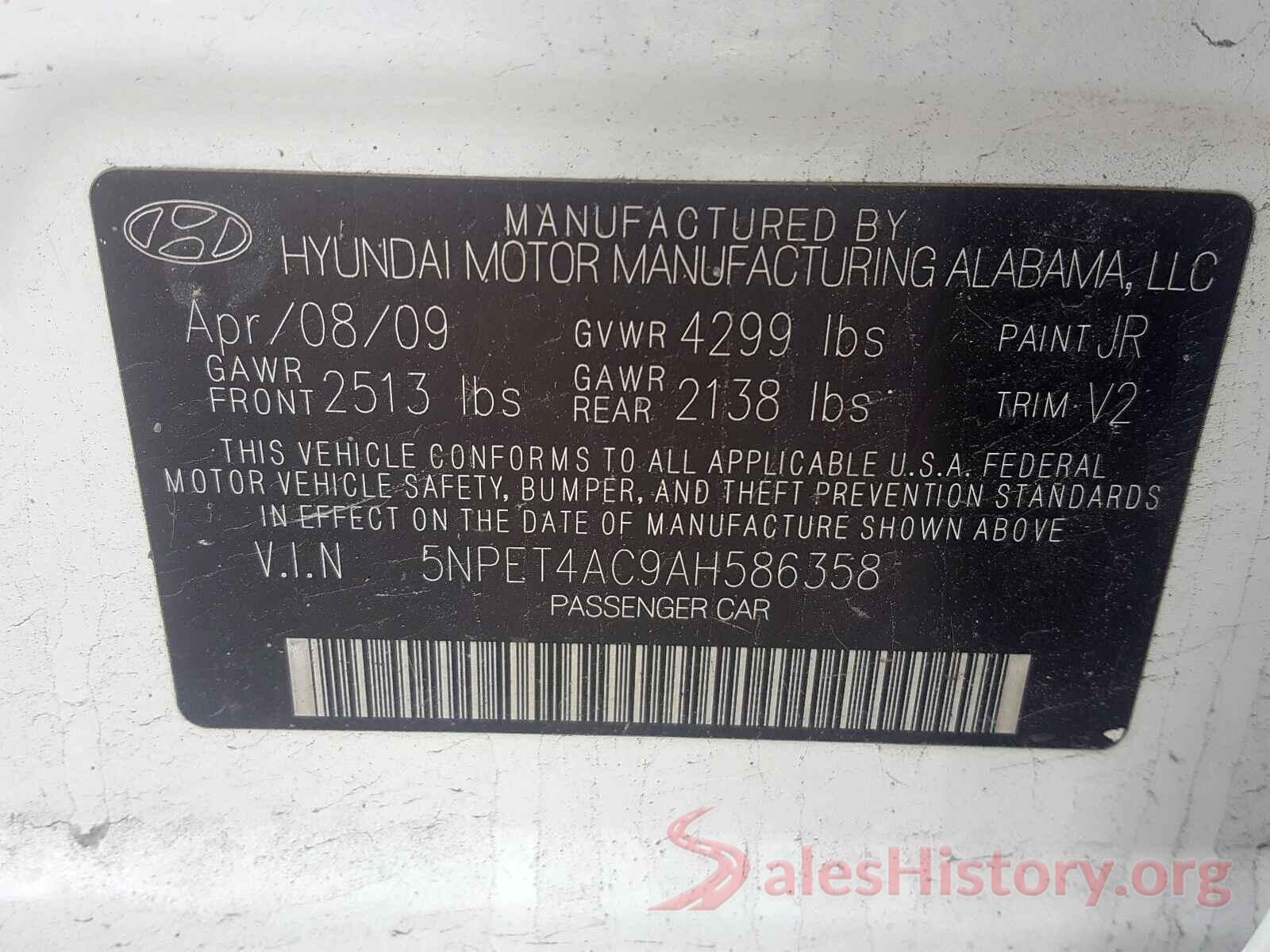 JF2SJABC2JH447923 2010 HYUNDAI SONATA