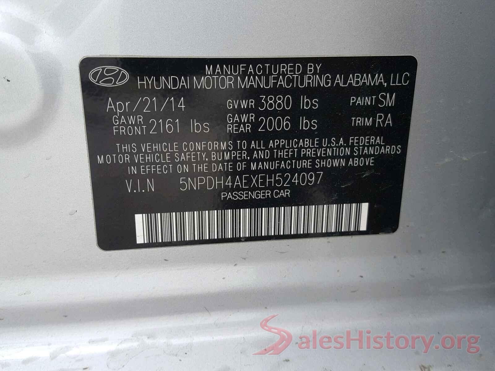 4T1G11AK8LU879788 2014 HYUNDAI ELANTRA