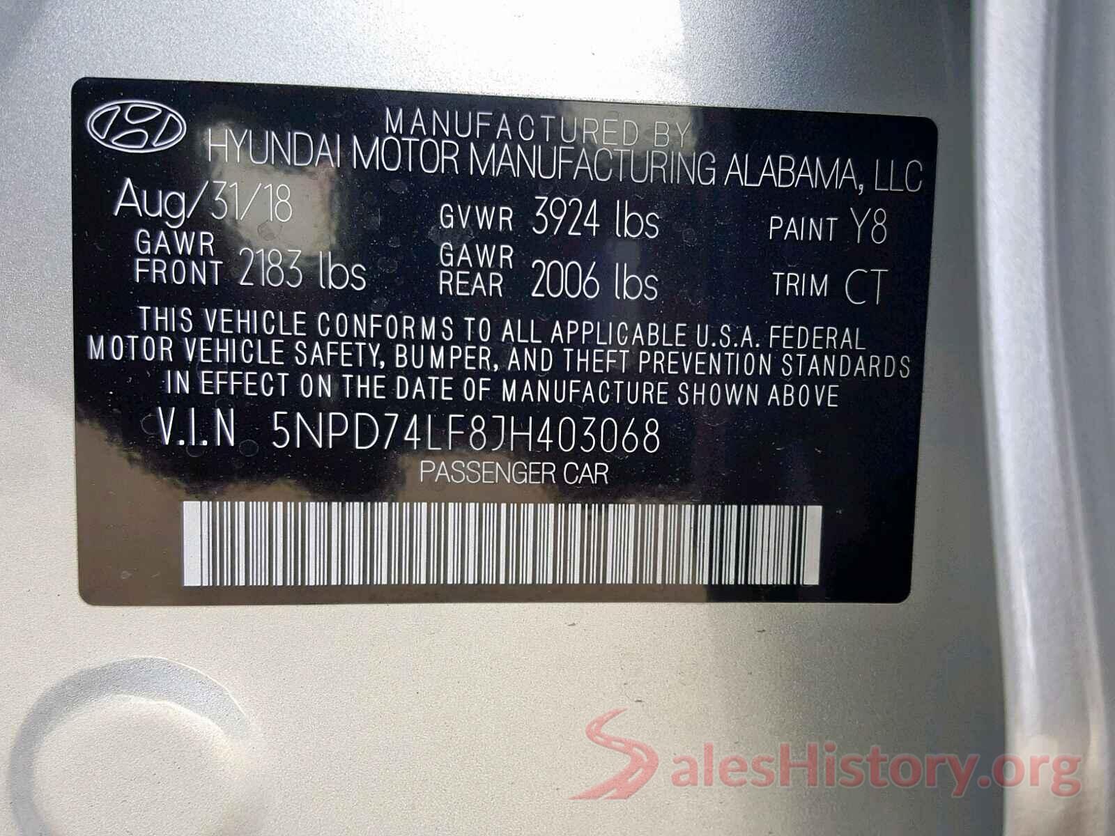 3C4NJDBB6JT253255 2018 HYUNDAI ELANTRA