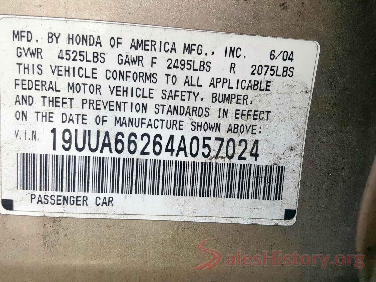 5XYPHDA58KG447519 2004 ACURA TL