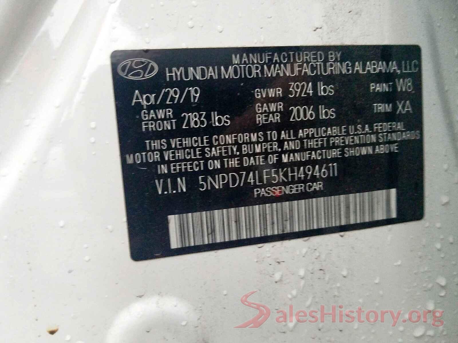 KNDPM3AC2J7407078 2019 HYUNDAI ELANTRA