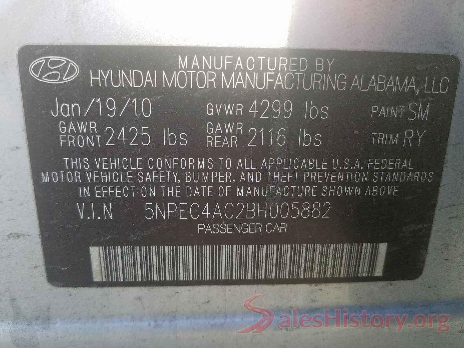 4T1G11AK4LU360057 2011 HYUNDAI SONATA