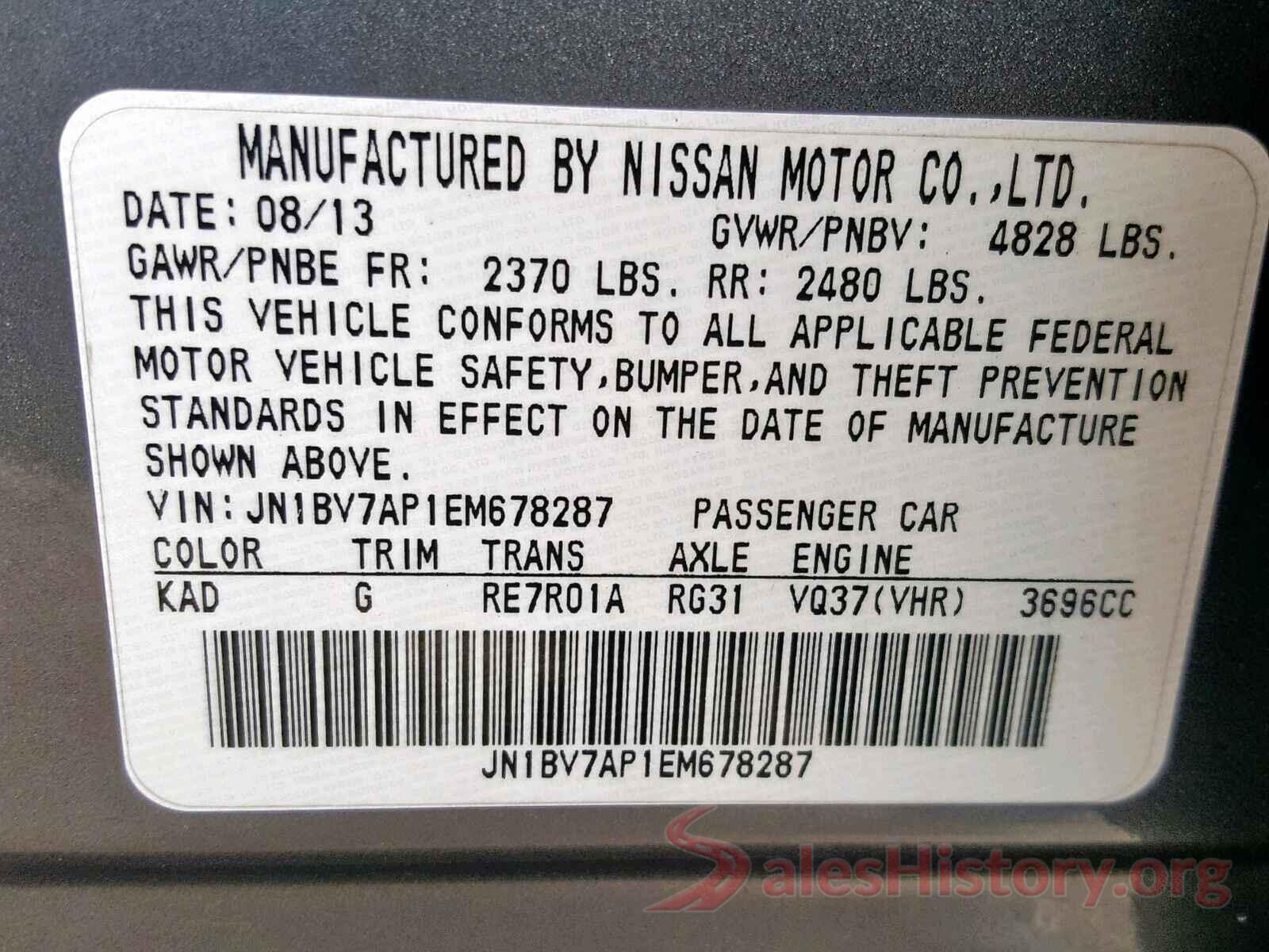 3VV3B7AX4LM115943 2014 INFINITI Q50