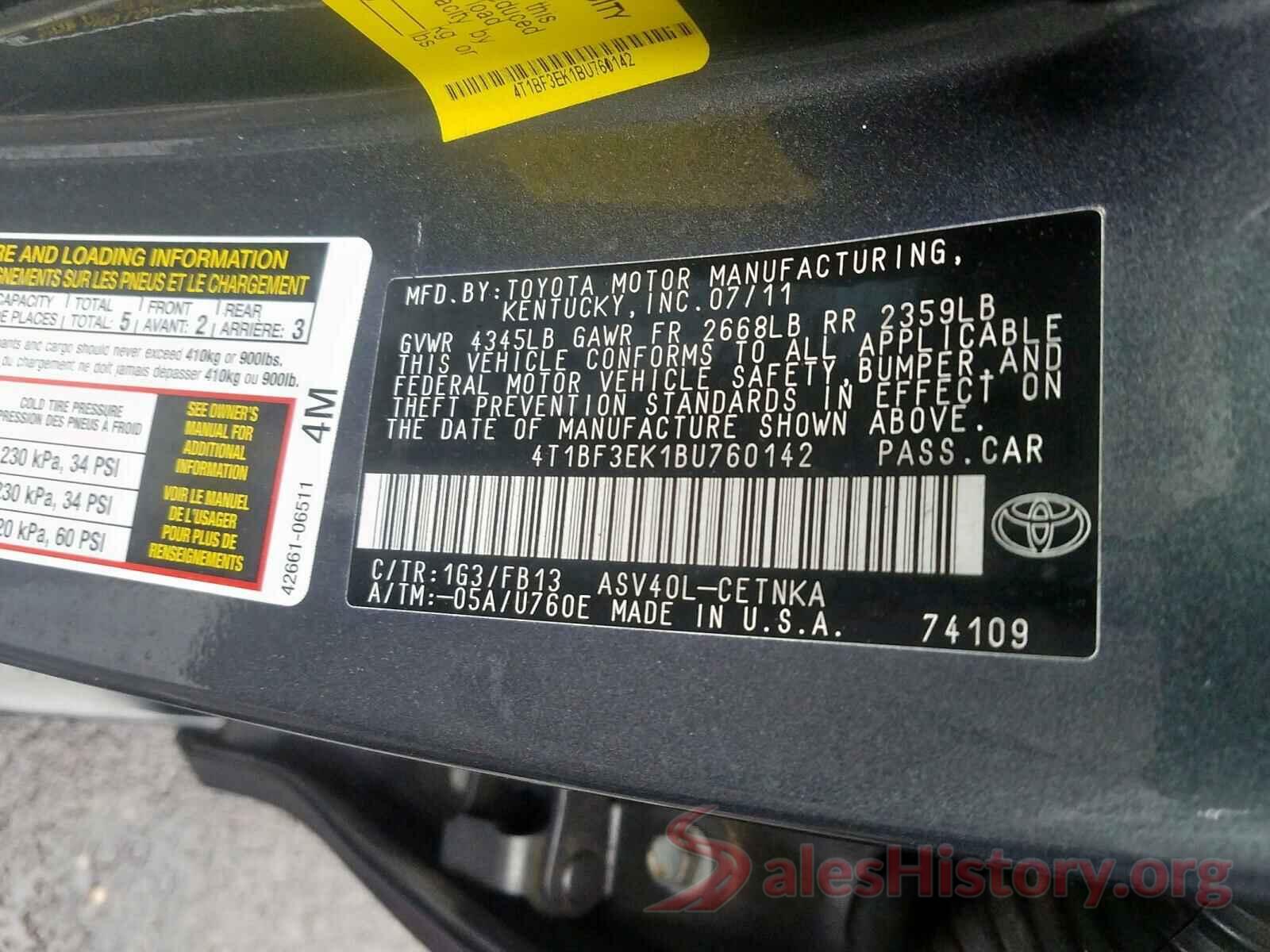 3TMDZ5BNXHM022271 2011 TOYOTA CAMRY