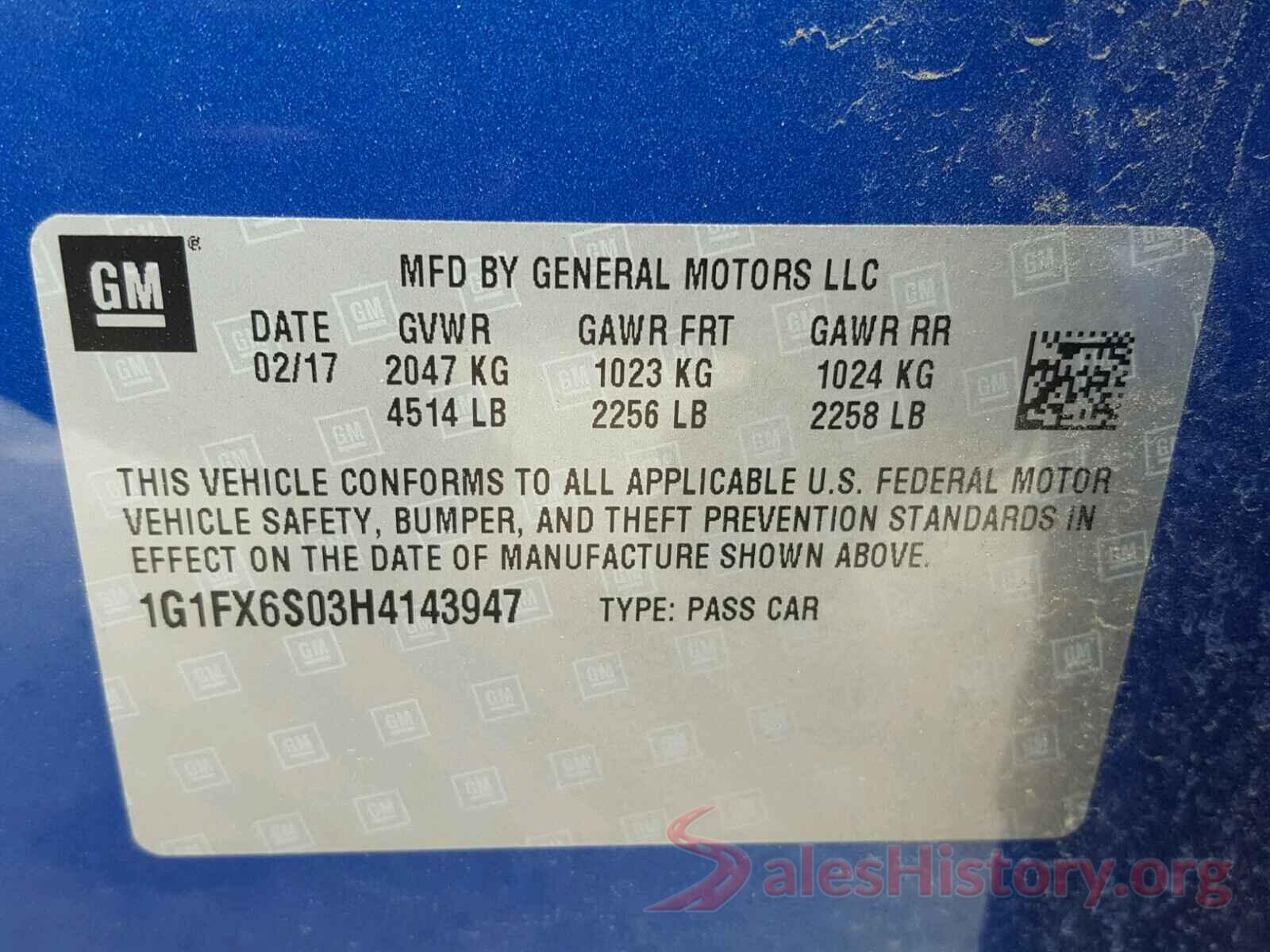 1G1FX6S03H4143947 2017 CHEVROLET BOLT