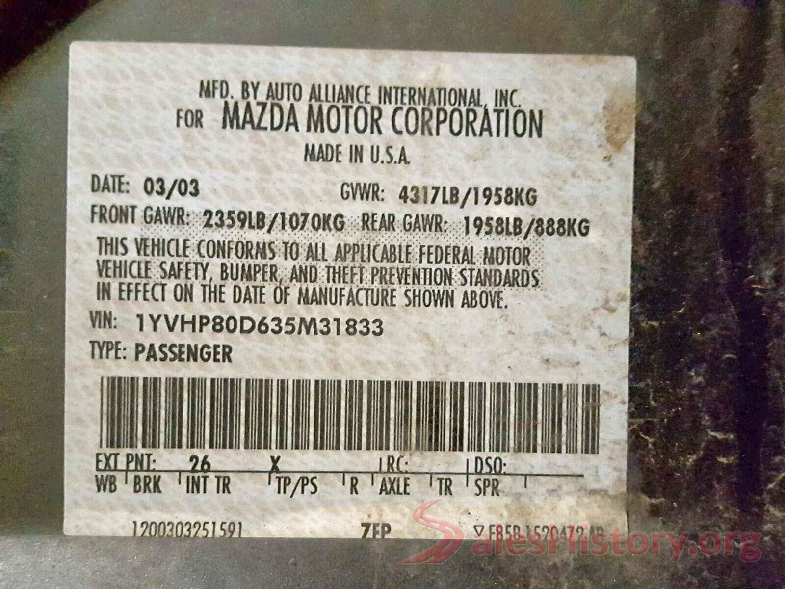 1N4BL4EV6LC157276 2003 MAZDA 6