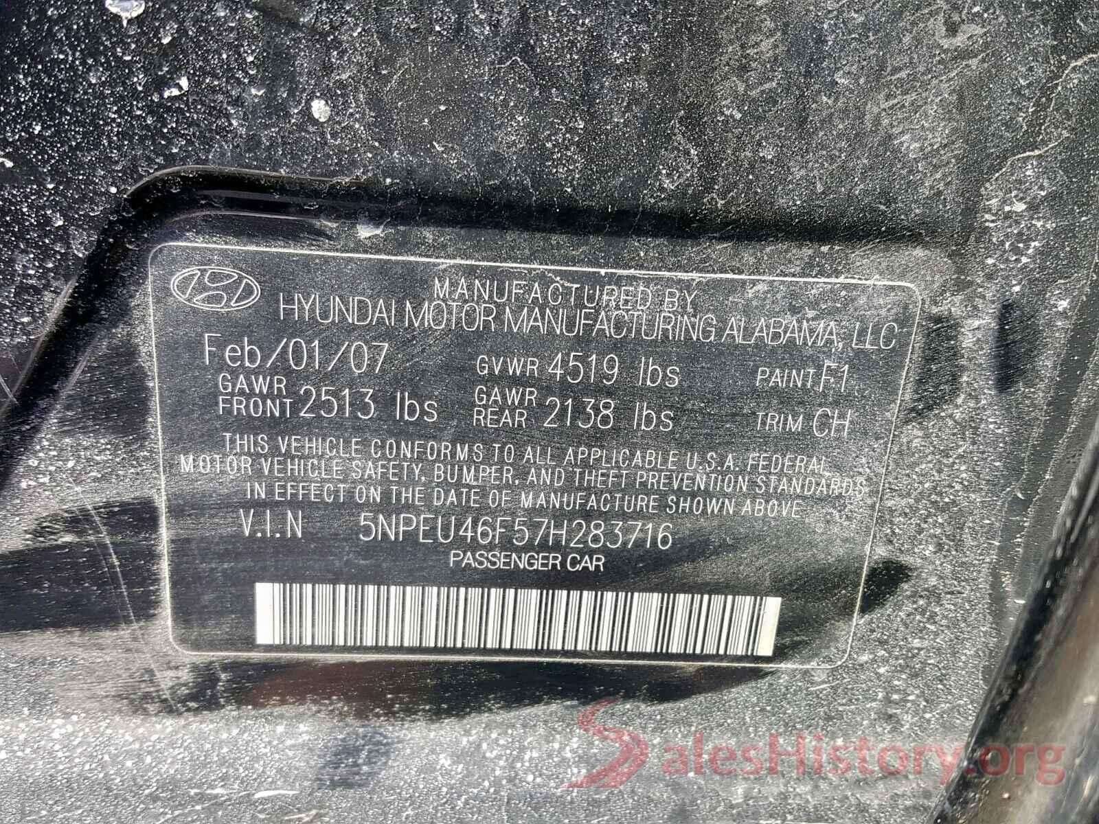 5YFFPRAE2LP009507 2007 HYUNDAI SONATA