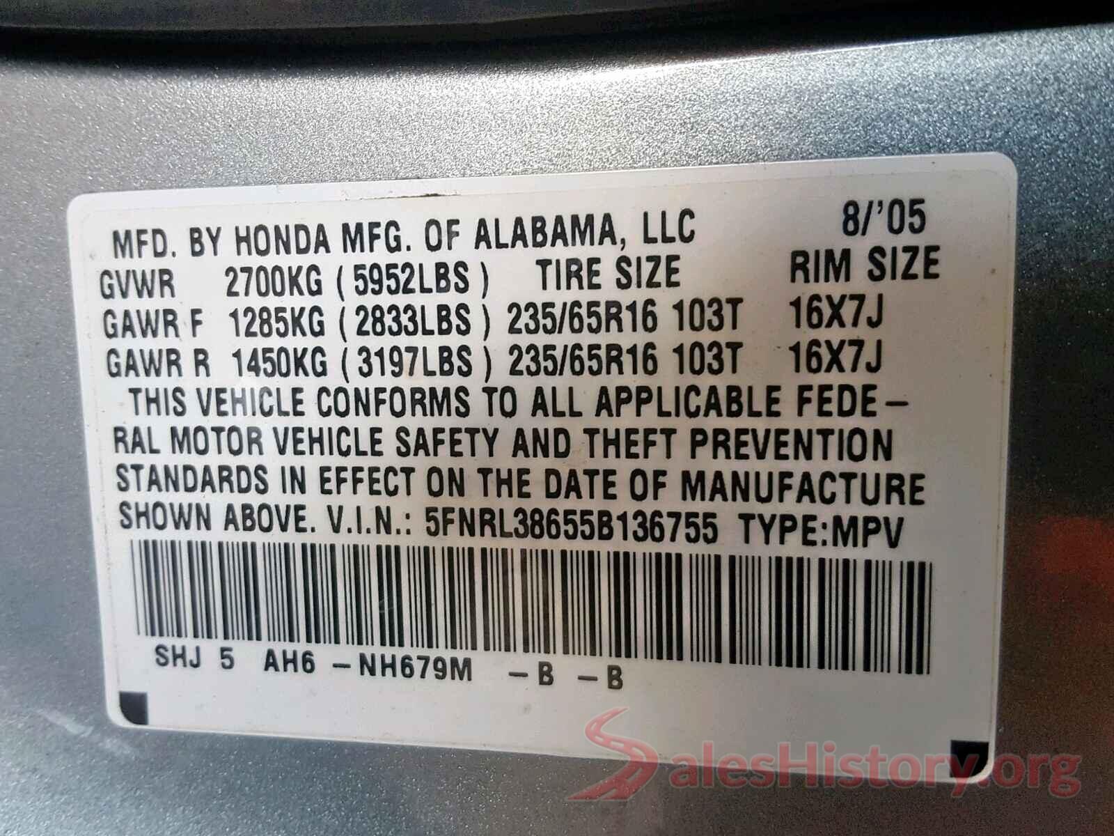 1N6AD0ERXJN763919 2005 HONDA ODYSSEY EX