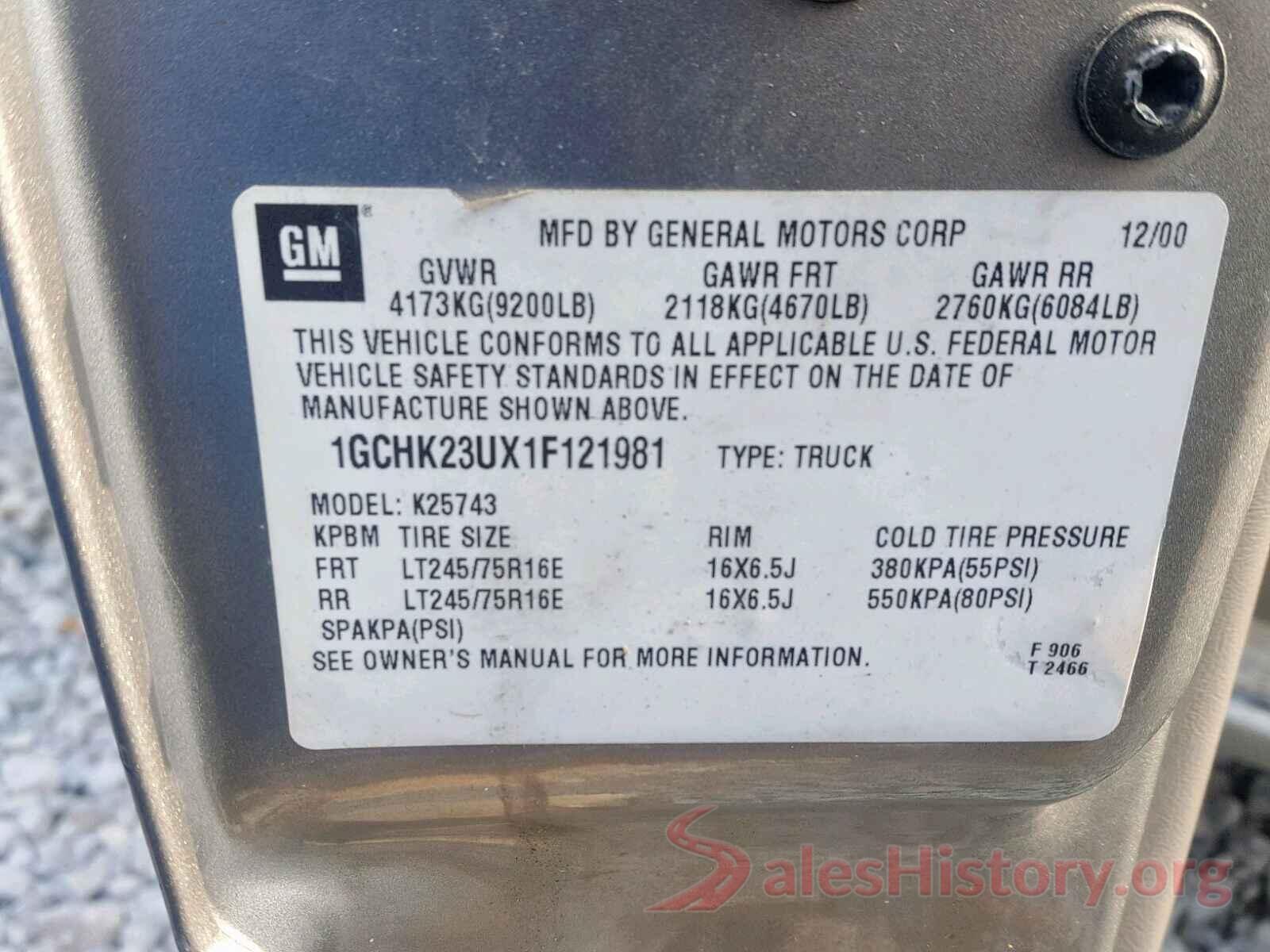 1GNSKBKC5HR383132 2001 CHEVROLET SILVERADO