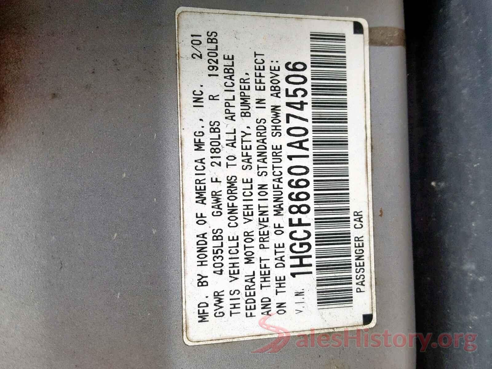 KNDJX3A55G7337647 2001 HONDA ACCORD