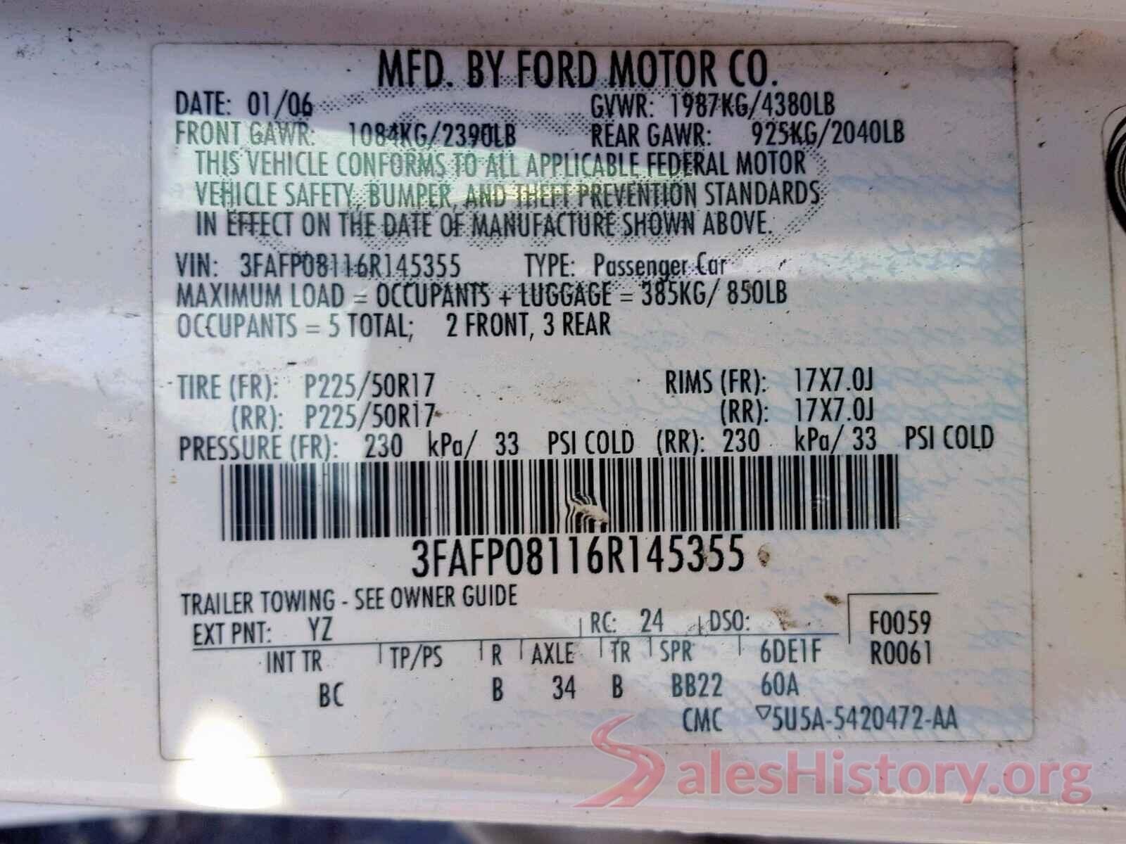 WDDSJ5CB0GN347282 2006 FORD FUSION SEL