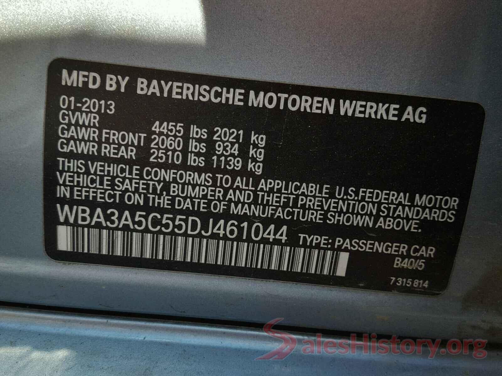 JF2GTAPC7M8208381 2013 BMW 3 SERIES