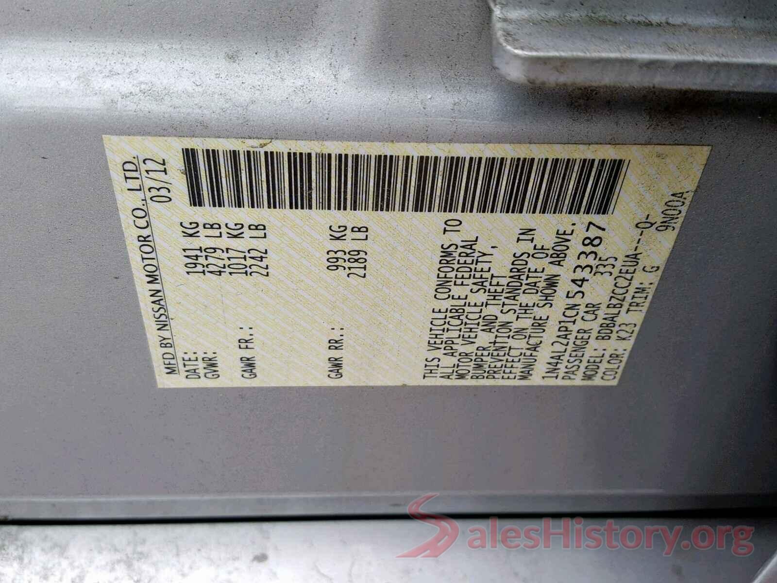 4T1F11AK5LU998278 2012 NISSAN ALTIMA BAS