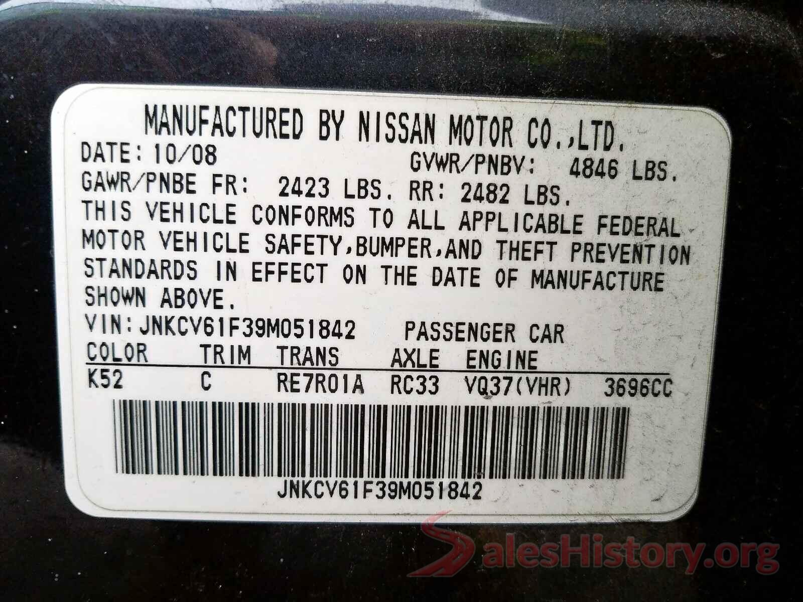 4T1G11AK1LU948322 2009 INFINITI G37