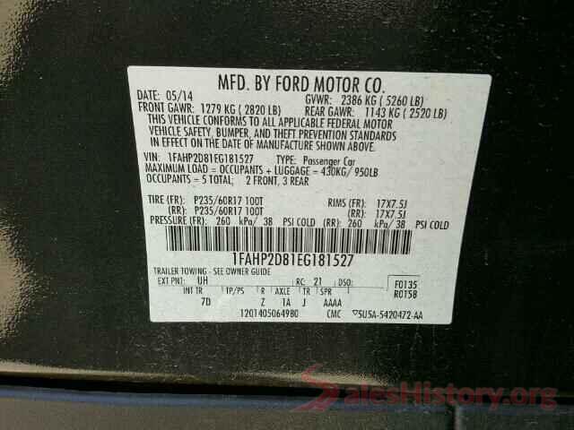 2HGFC2F59GH550756 2014 FORD TAURUS