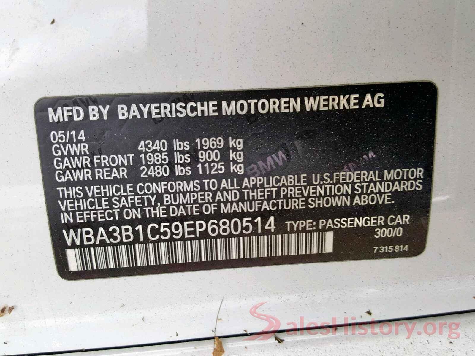 JN8AT2MT3HW407853 2014 BMW 3 SERIES