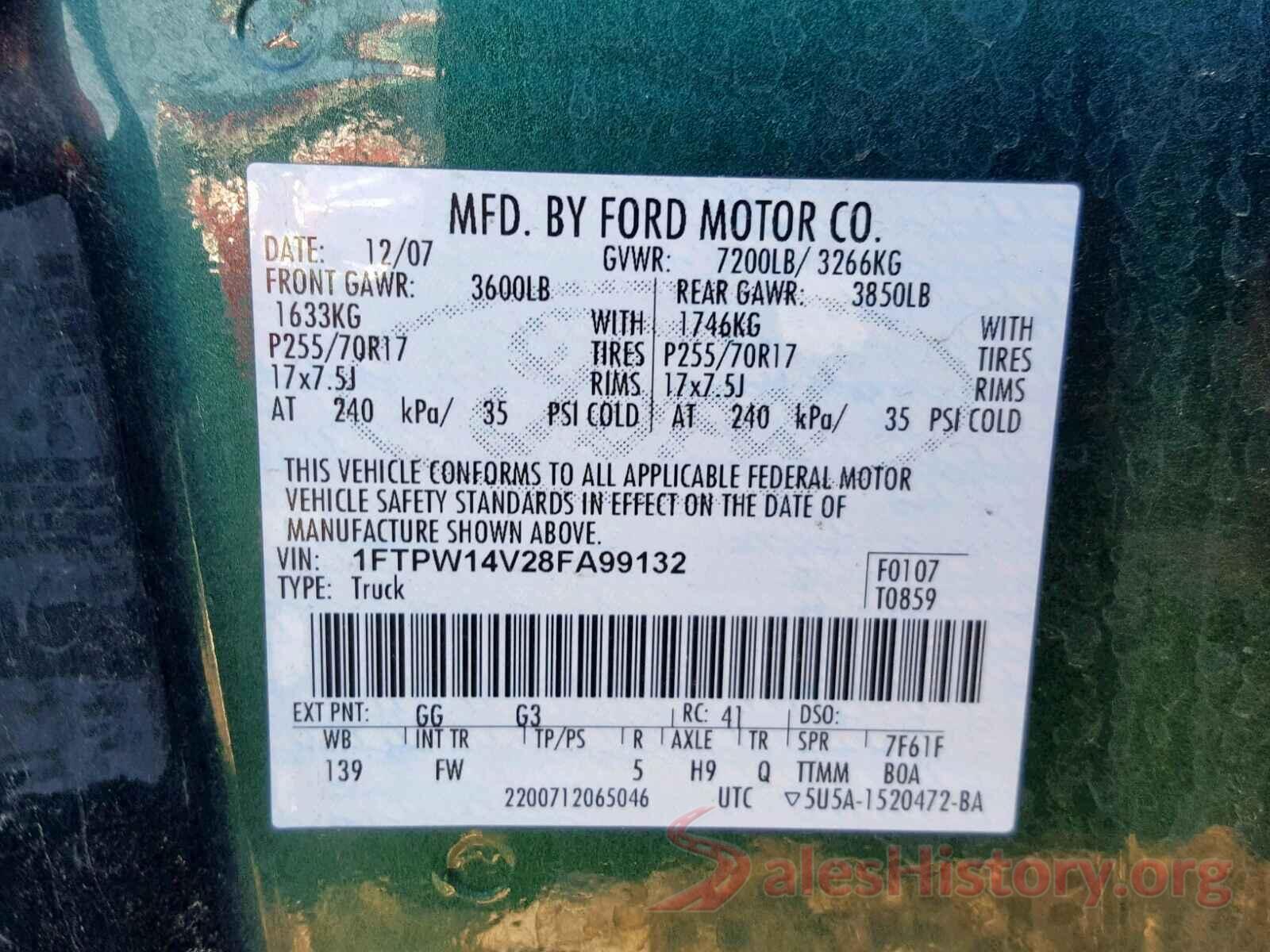 5XXGT4L33LG433625 2008 FORD F150 SUPER