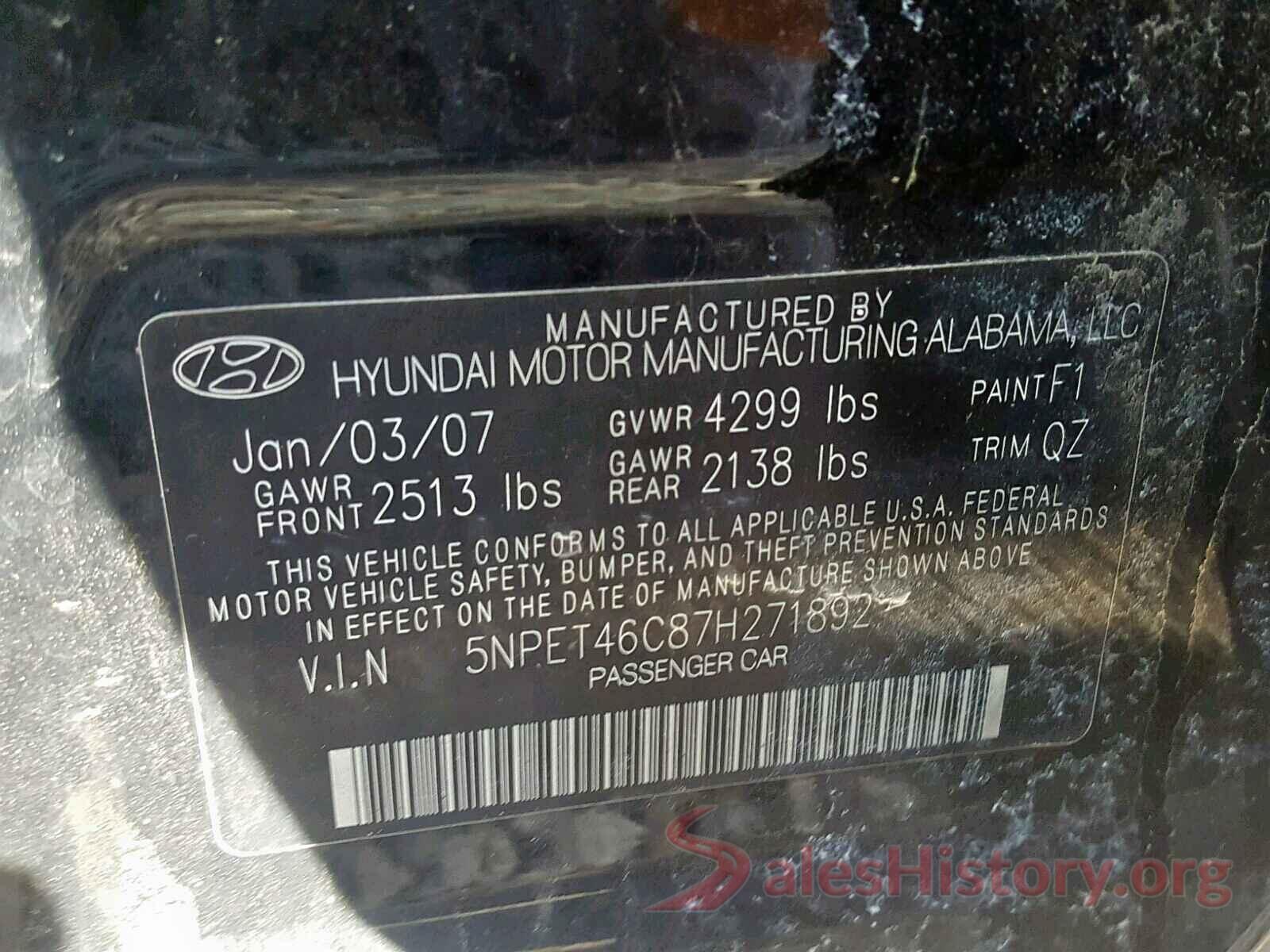 5XYPG4A54JG352330 2007 HYUNDAI SONATA