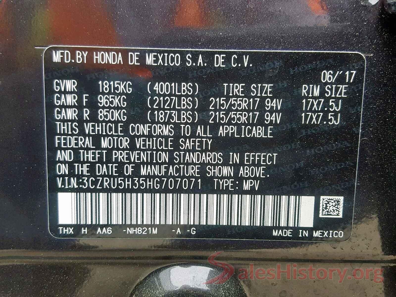 KNDPRCA61J7395226 2017 HONDA HR-V LX