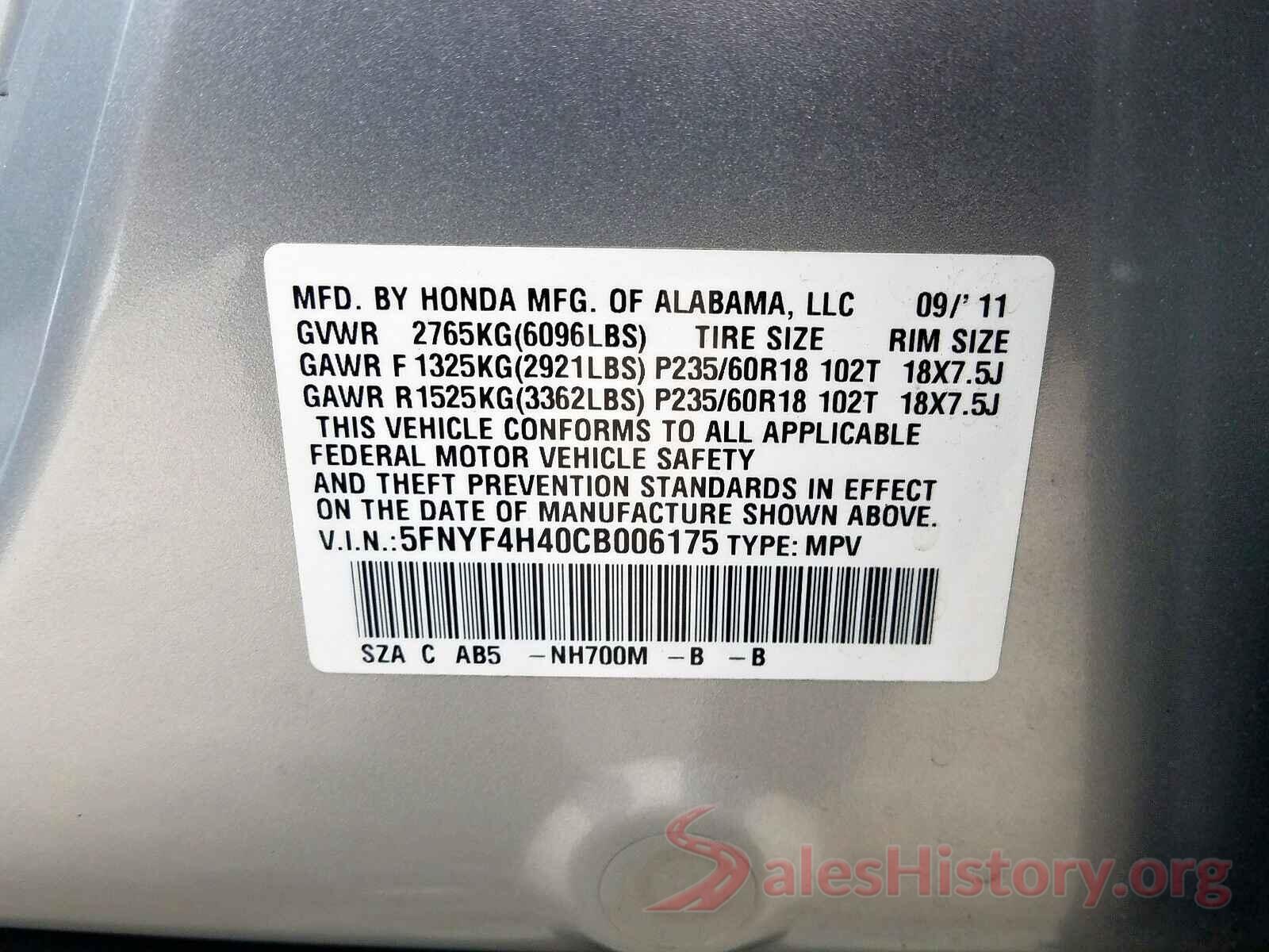 KMHD35LH2GU335167 2012 HONDA PILOT