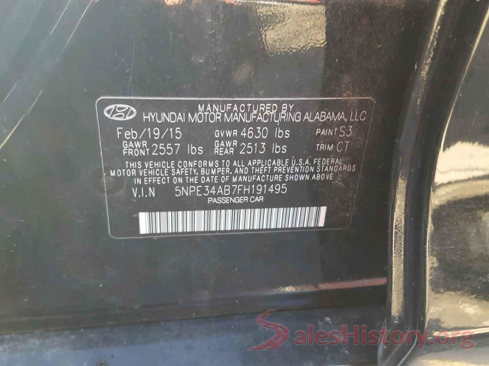 JA4AR3AW9HZ019730 2015 HYUNDAI SONATA