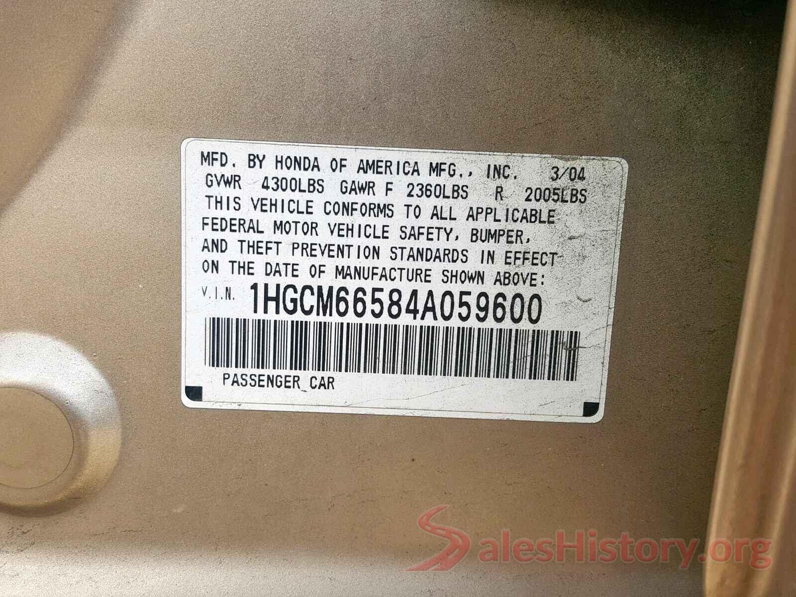 5YFEPMAE7MP162366 2004 HONDA ACCORD EX