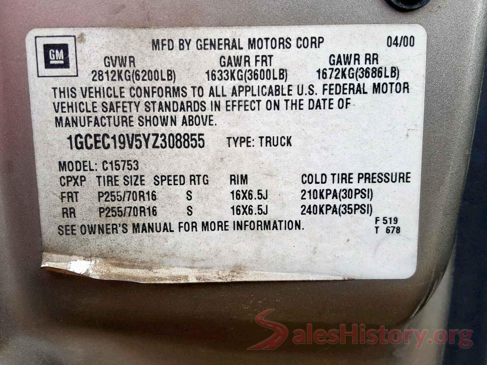 1FMCU9GX3GUB63393 2000 CHEVROLET SILVERADO