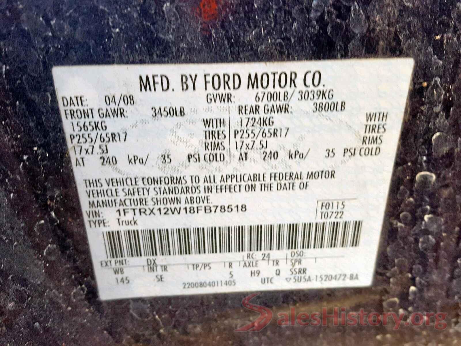 4S3GTAB67L3720038 2008 FORD F150