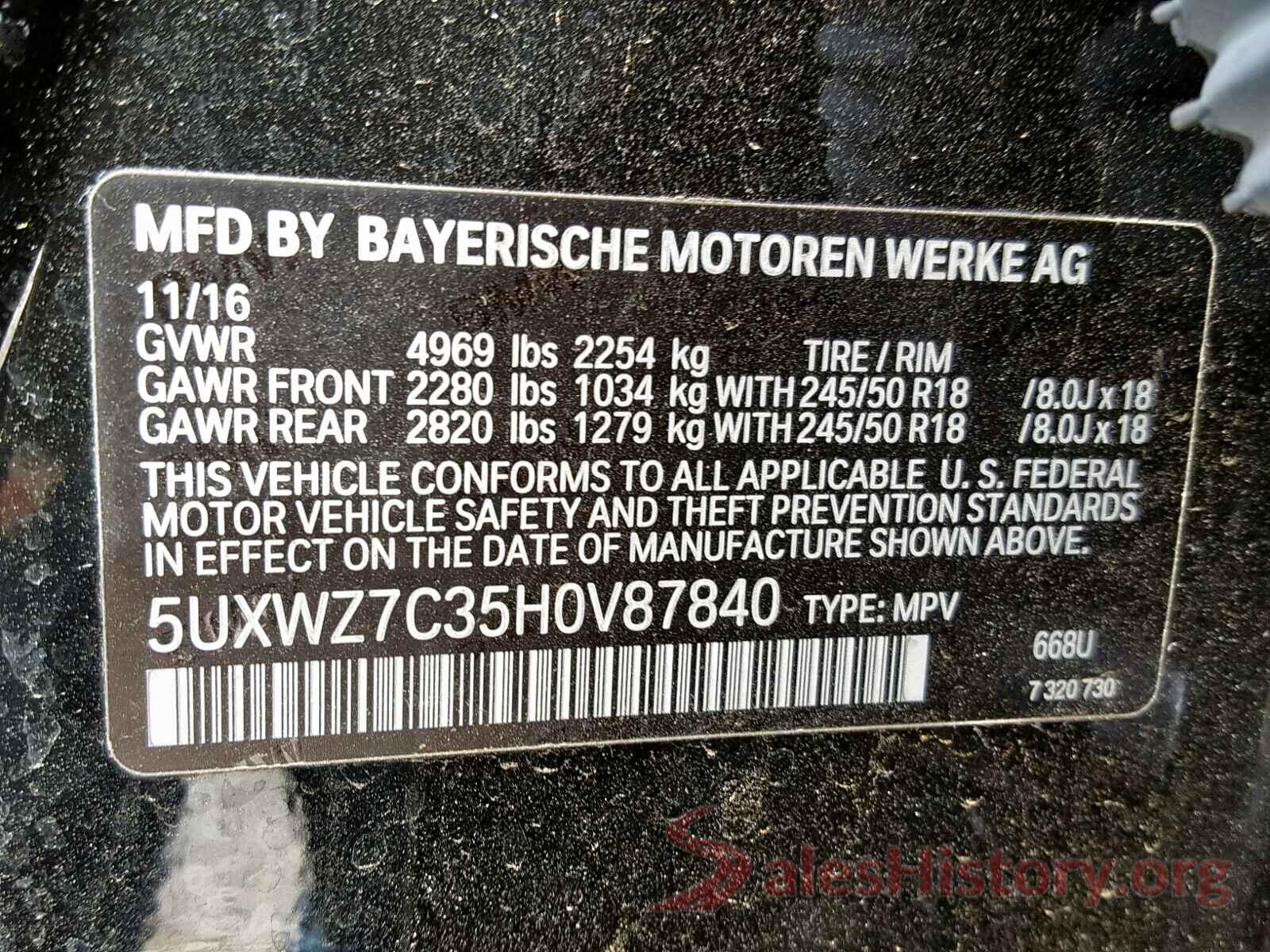 1GNEVKKW8KJ102770 2017 BMW X3