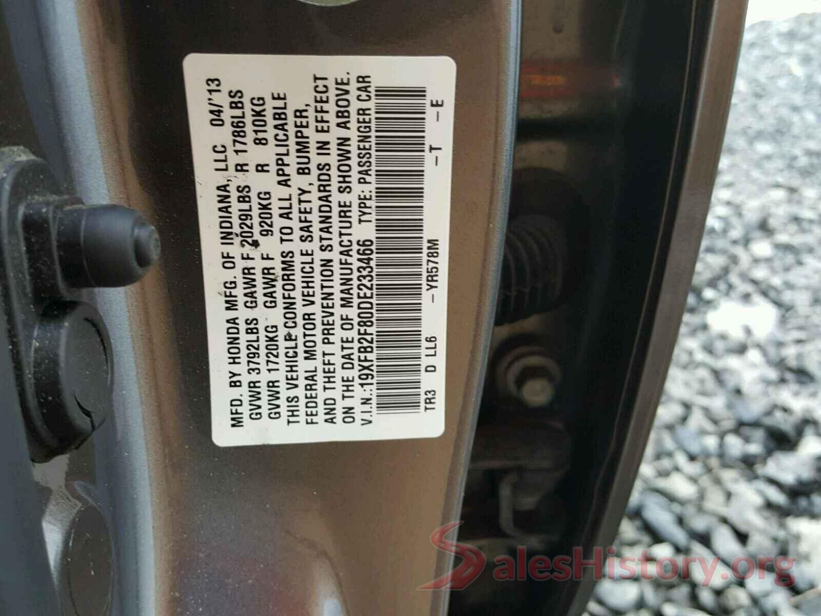 JTMRJREV8JD178486 2013 HONDA CIVIC