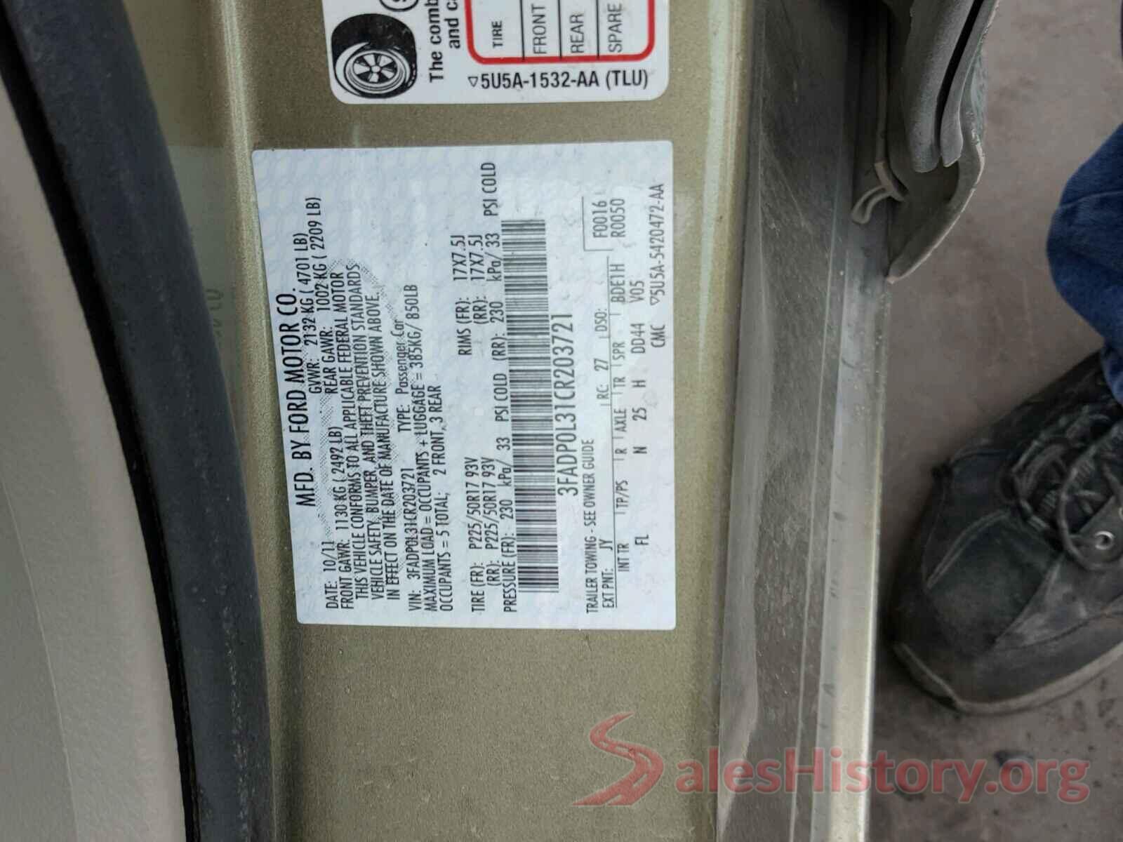 1HGCV1F56KA111108 2012 FORD FUSION