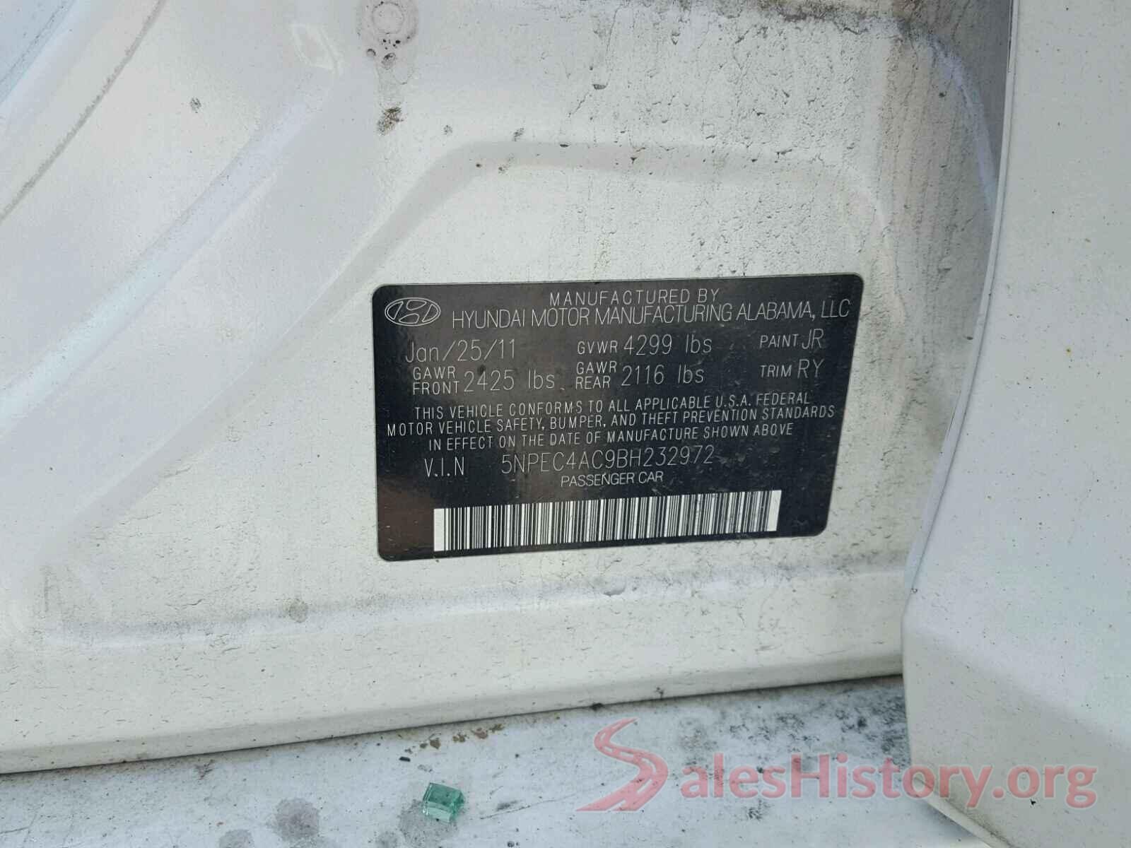 1N4AL3AP4JC109222 2011 HYUNDAI SONATA