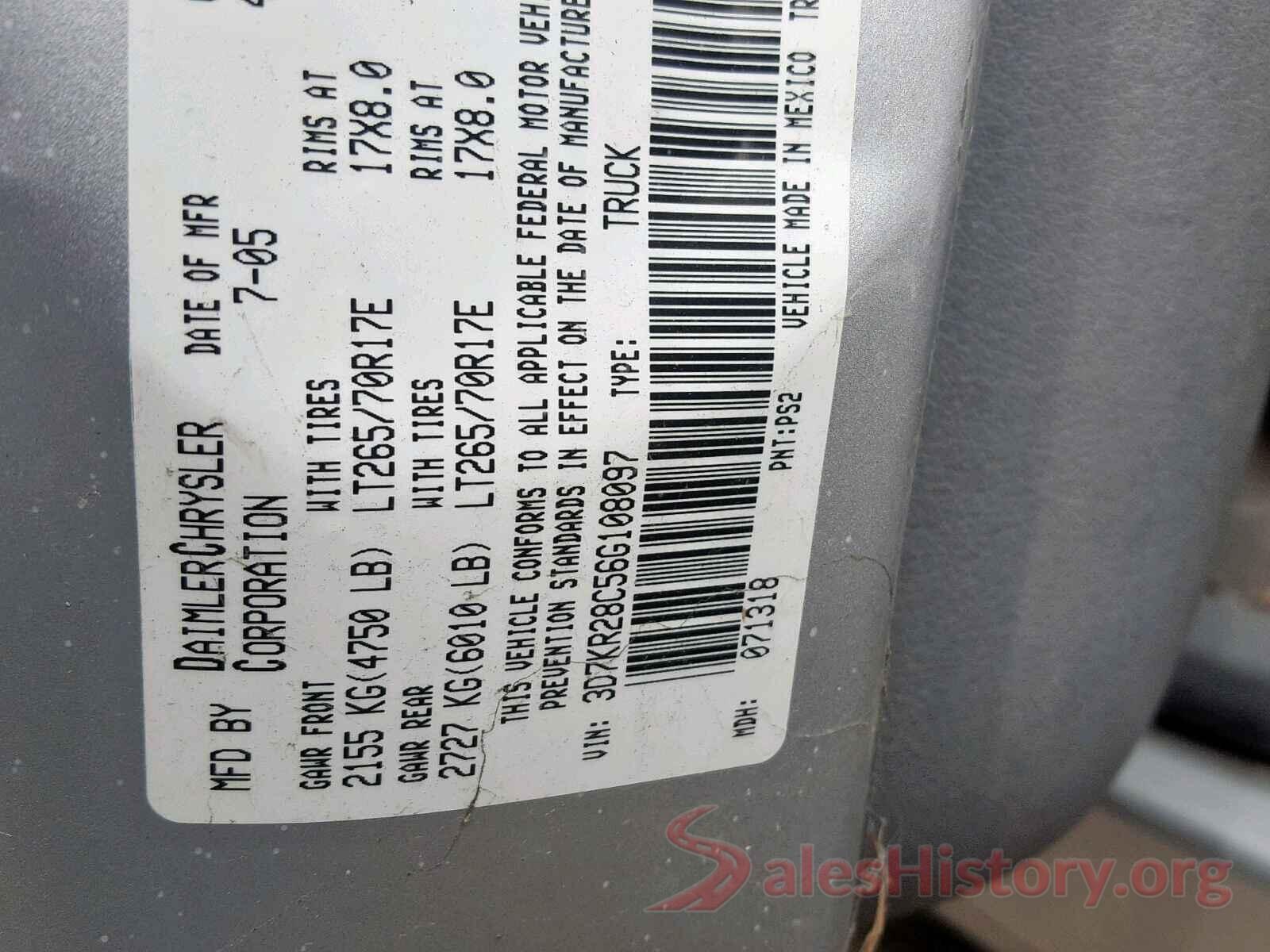 2FMPK4J81GBC61873 2006 DODGE RAM 2500