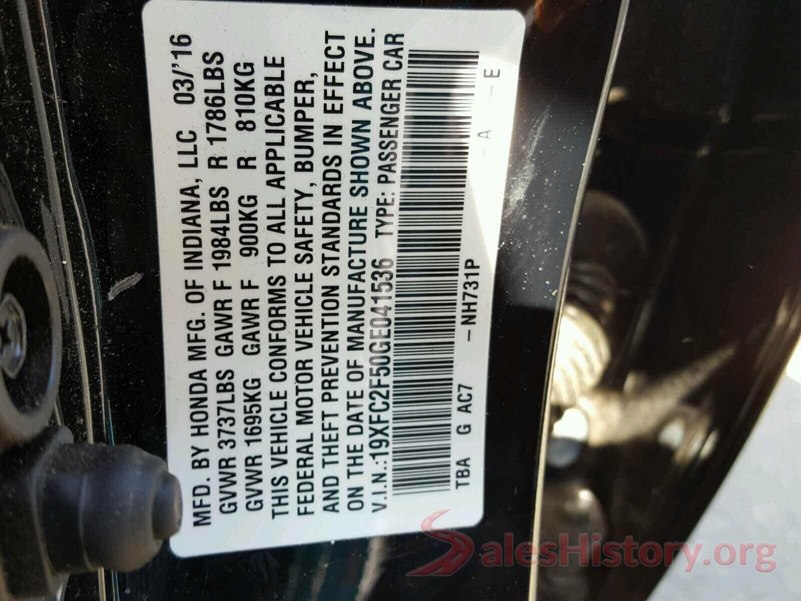 2HGFC2F7XHH502976 2016 HONDA CIVIC