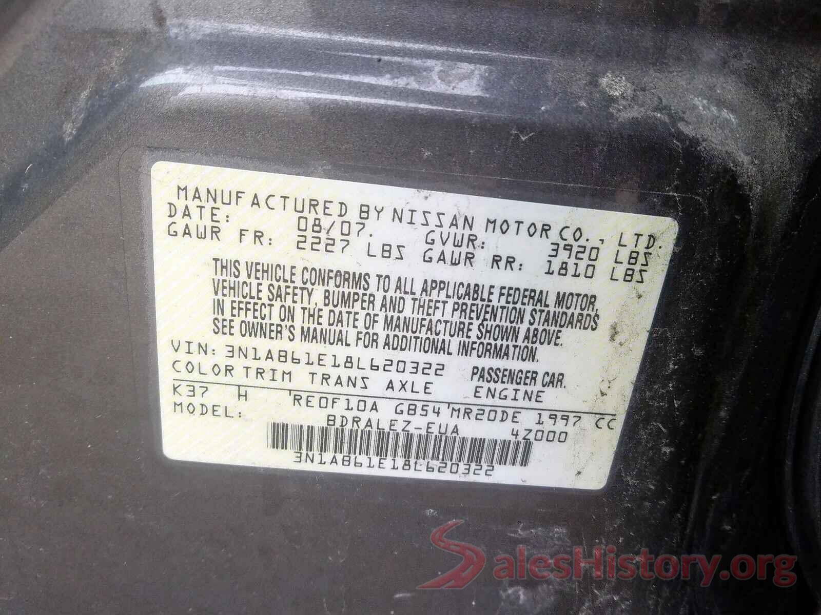 5YFBURHE8HP577507 2008 NISSAN SENTRA