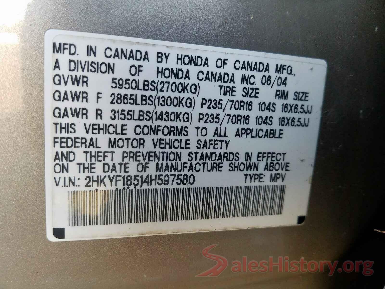 1N4AL3AP9GC280220 2004 HONDA PILOT