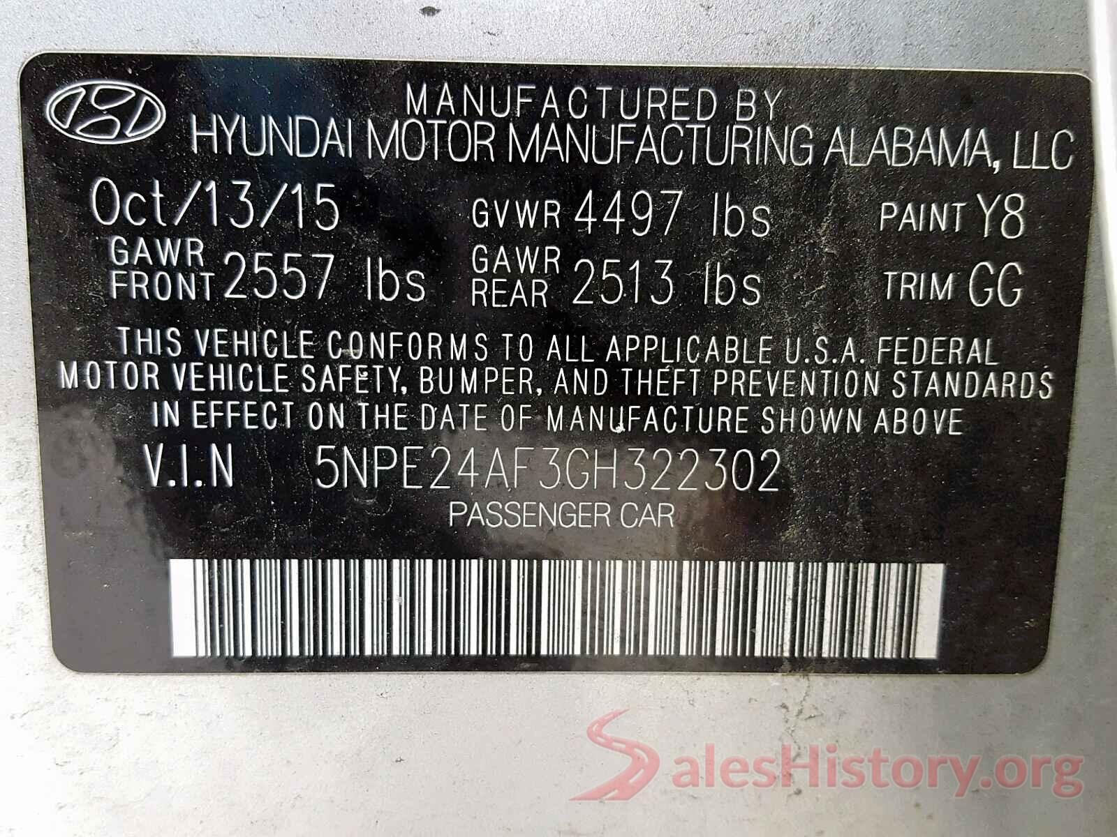 5NPE24AF3GH322302 2016 HYUNDAI SONATA