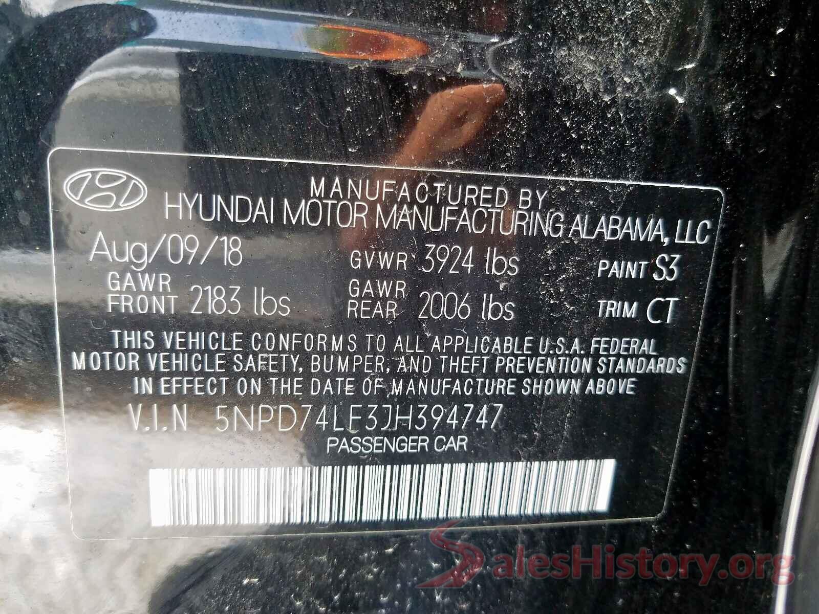 5NPD74LF3JH394747 2018 HYUNDAI ELANTRA