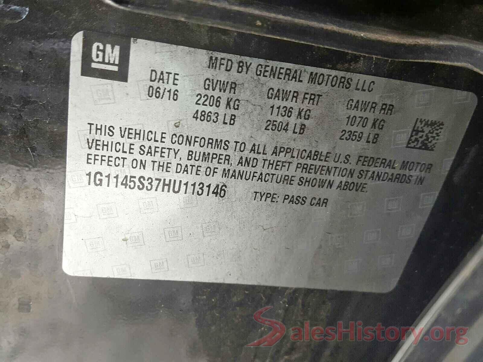 1HGCV1F33KA016648 2017 CHEVROLET IMPALA