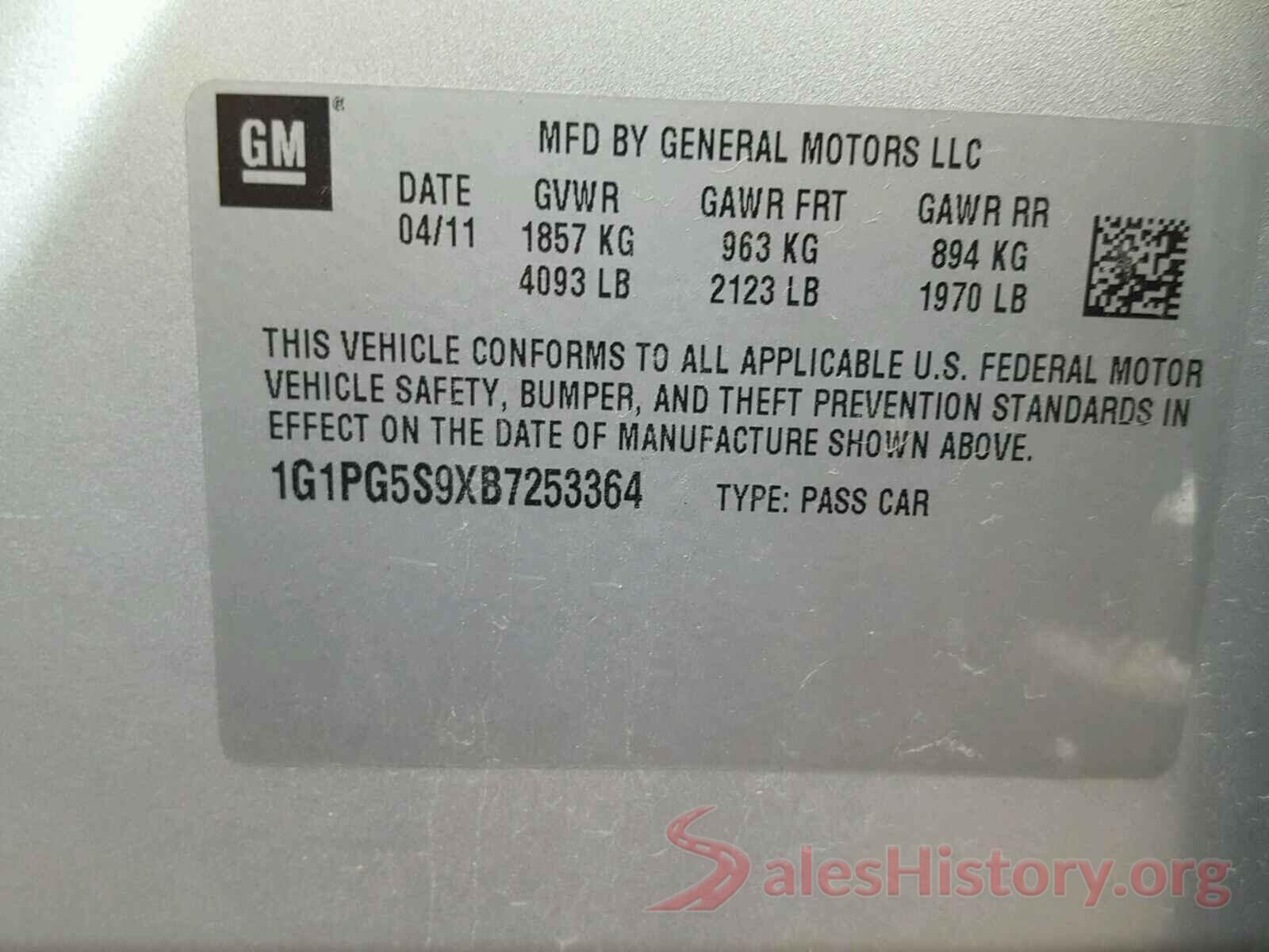 1HGCV3F56KA009044 2011 CHEVROLET CRUZE