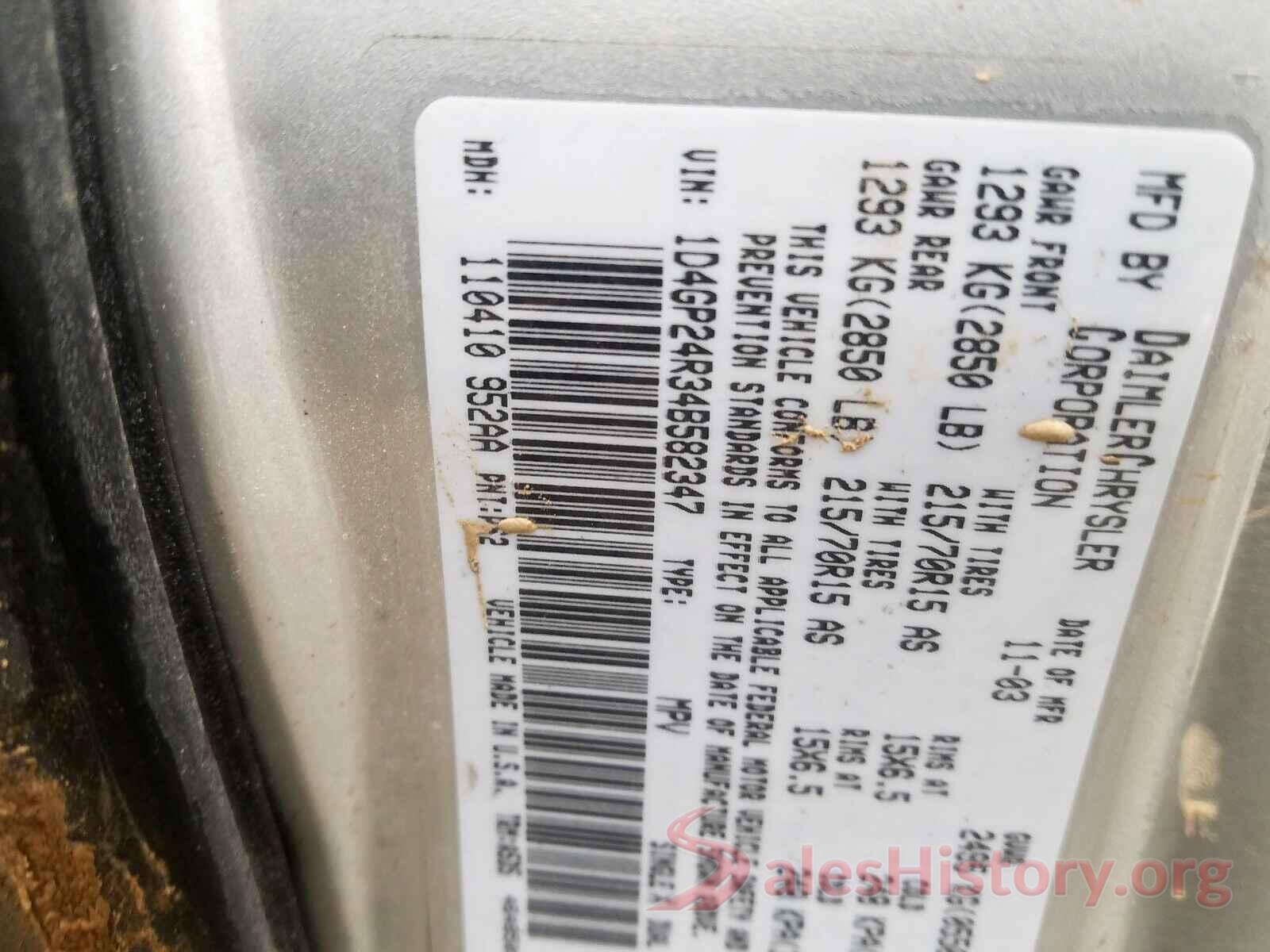 JTMCY7AJ2K4076501 2004 DODGE CARAVAN